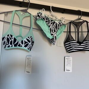 Mint and Black Patterned Bikini Set Lululemon NWT. Tops Sz 4 Bottoms Sz 6